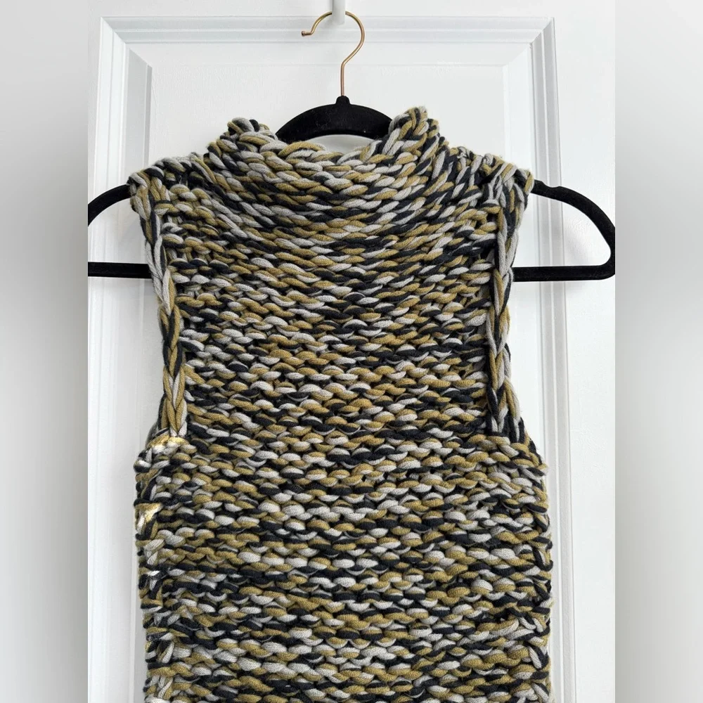 Vintage Illig Knit Sweater Tank Green Gray Black Wool Blend Size Small